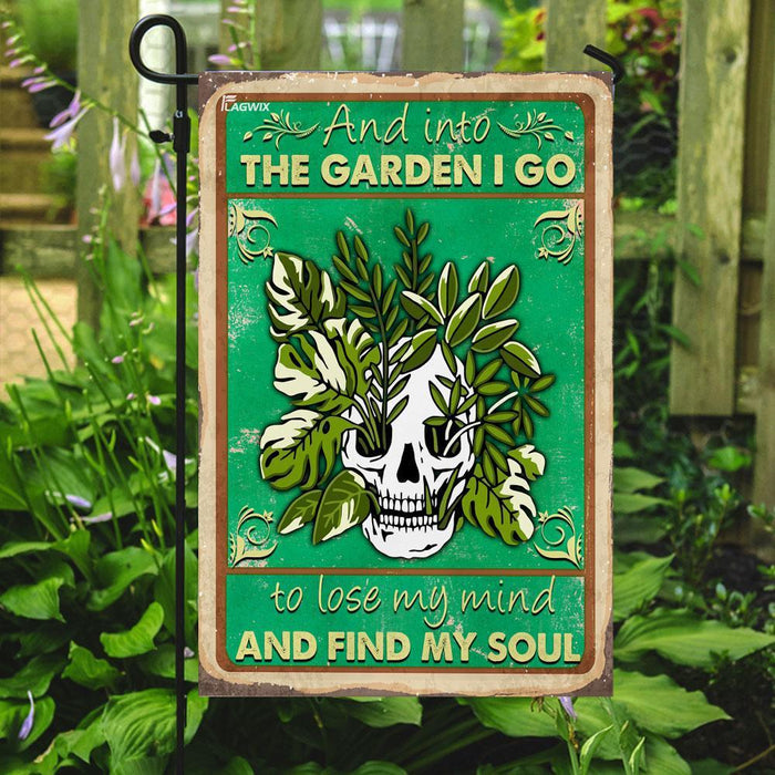 Into The Garden Skull Flag | Garden Flag | Double Sided House Flag - GIFTCUSTOM