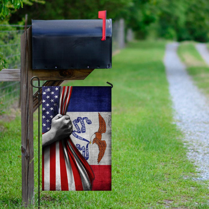 Iowa And American Flag | Garden Flag | Double Sided House Flag - GIFTCUSTOM