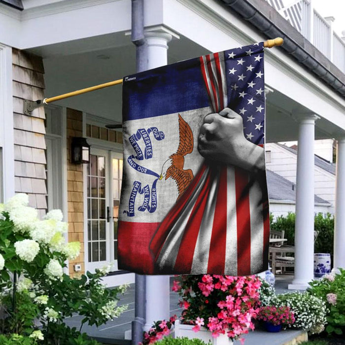 Iowa And American Flag | Garden Flag | Double Sided House Flag - GIFTCUSTOM