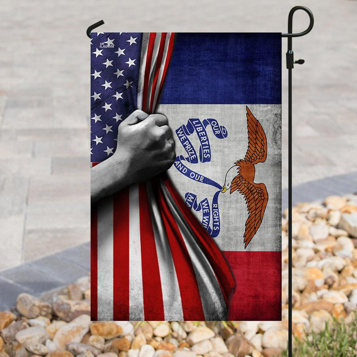 Iowa And American Flag | Garden Flag | Double Sided House Flag - GIFTCUSTOM