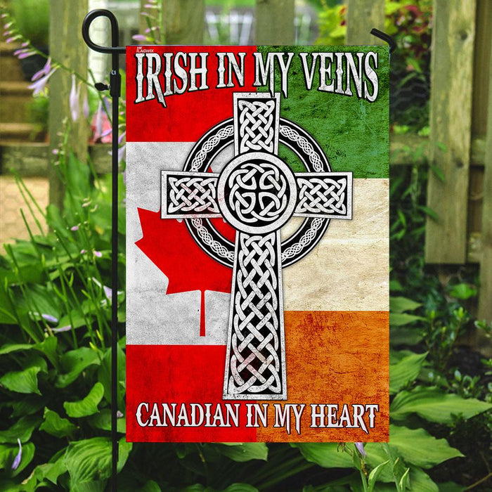 Irish In My Veins – Canadian In My Heart Flag | Garden Flag | Double Sided House Flag - GIFTCUSTOM