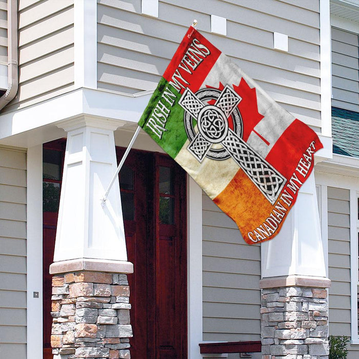 Irish In My Veins – Canadian In My Heart Flag | Garden Flag | Double Sided House Flag - GIFTCUSTOM