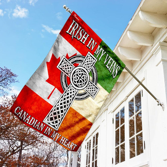 Irish In My Veins – Canadian In My Heart Flag | Garden Flag | Double Sided House Flag - GIFTCUSTOM