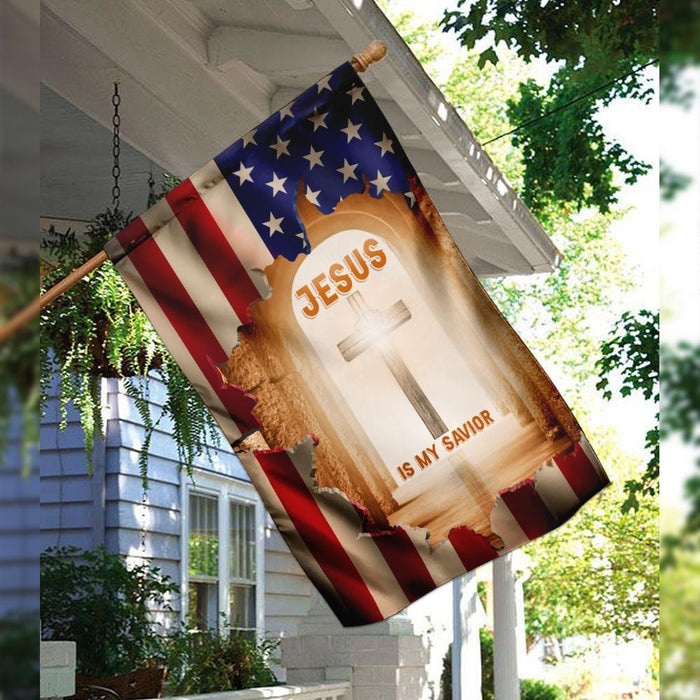 Jesus Is My Savior Christian Cross Flag | Garden Flag | Double Sided House Flag - GIFTCUSTOM