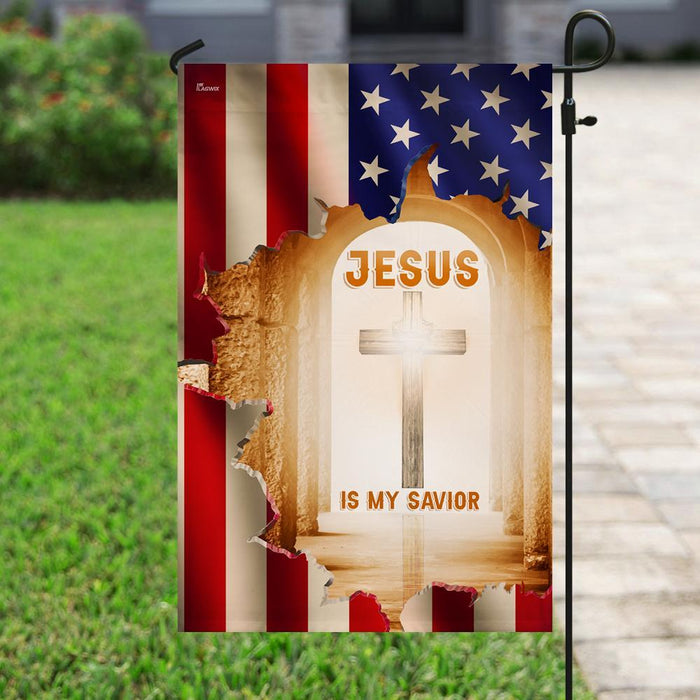 Jesus Is My Savior Christian Cross Flag | Garden Flag | Double Sided House Flag - GIFTCUSTOM