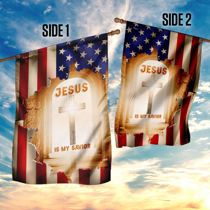 Jesus Is My Savior Christian Cross Flag | Garden Flag | Double Sided House Flag - GIFTCUSTOM