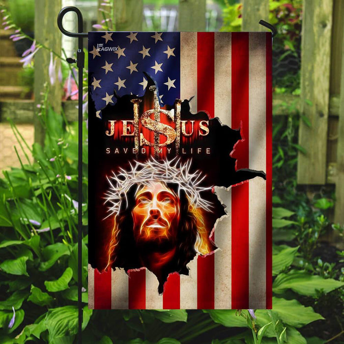 Jesus Saved My Life American Flag | Garden Flag | Double Sided House Flag - GIFTCUSTOM