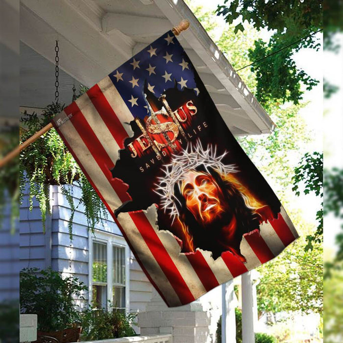 Jesus Saved My Life American Flag | Garden Flag | Double Sided House Flag - GIFTCUSTOM