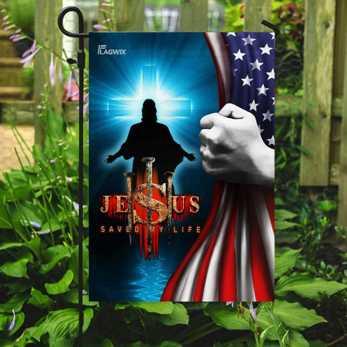 Jesus Saved My Life American Flag | Garden Flag | Double Sided House Flag - GIFTCUSTOM