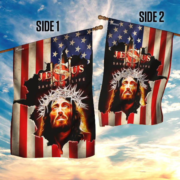 Jesus Saved My Life American Flag | Garden Flag | Double Sided House Flag - GIFTCUSTOM