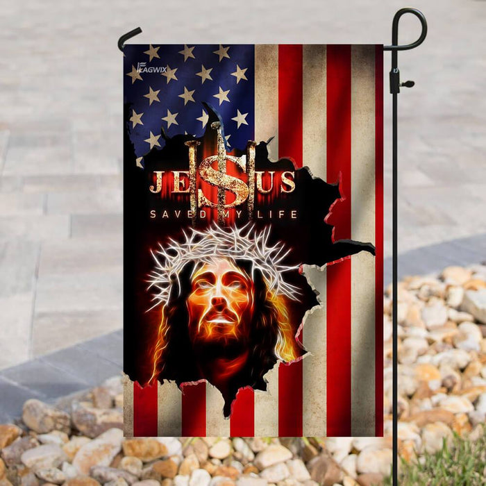 Jesus Saved My Life American Flag | Garden Flag | Double Sided House Flag - GIFTCUSTOM