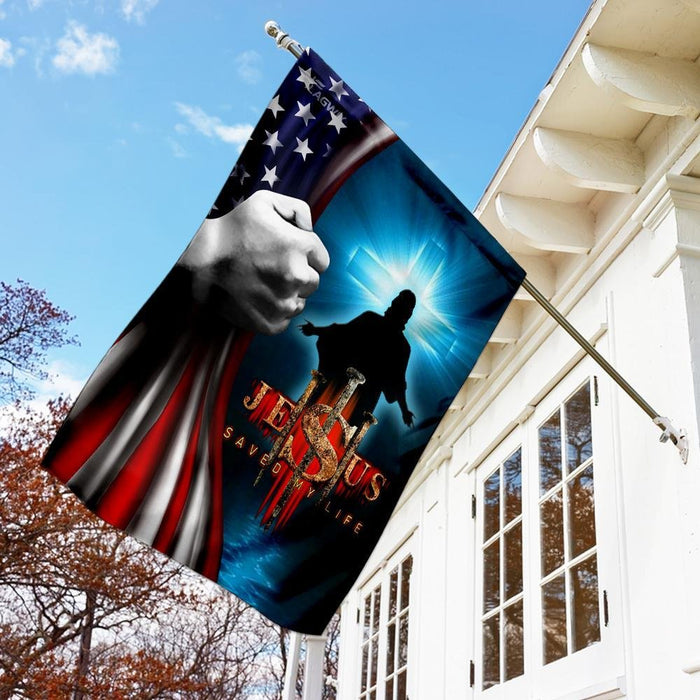 Jesus Saved My Life American Flag | Garden Flag | Double Sided House Flag - GIFTCUSTOM