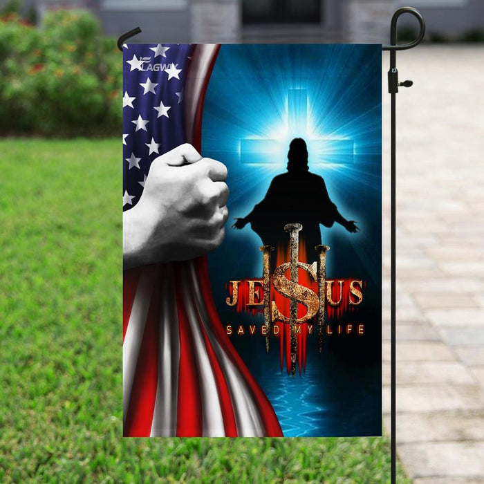 Jesus Saved My Life American Flag | Garden Flag | Double Sided House Flag - GIFTCUSTOM