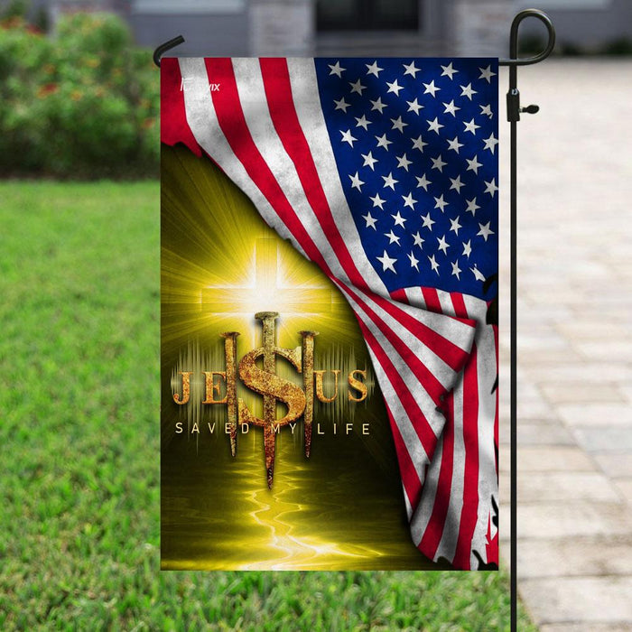 Jesus Saved My Life Christian Flag | Garden Flag | Double Sided House Flag - GIFTCUSTOM