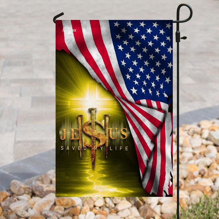 Jesus Saved My Life Christian Flag | Garden Flag | Double Sided House Flag - GIFTCUSTOM