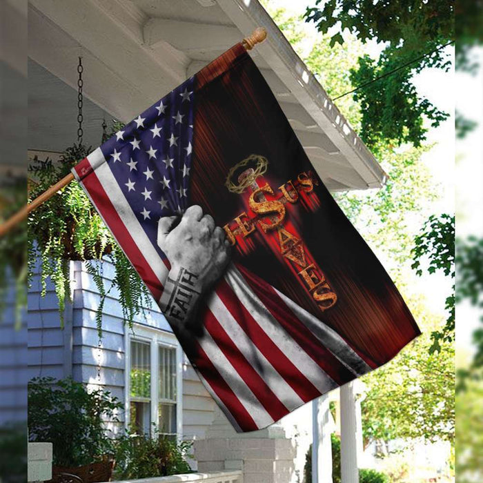 Jesus Saves American US Flag - GIFTCUSTOM