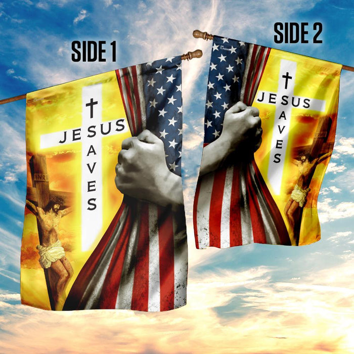 Jesus Saves Christian Flag | Garden Flag | Double Sided House Flag - GIFTCUSTOM