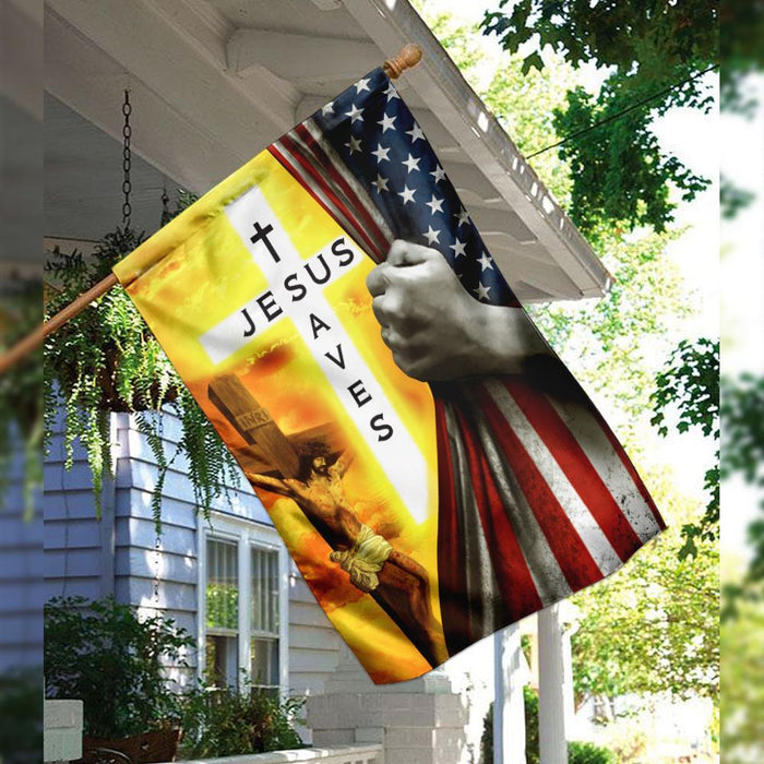 Jesus Saves Christian Flag | Garden Flag | Double Sided House Flag - GIFTCUSTOM