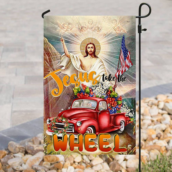 Jesus Take The Wheel American Flag | Garden Flag | Double Sided House Flag - GIFTCUSTOM