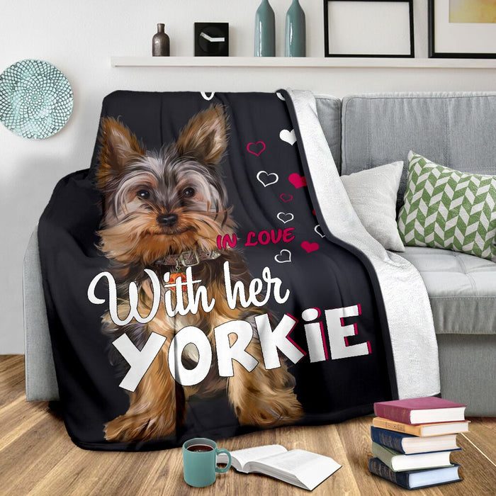 Just a girl in love with her yorkie blanket - GIFTCUSTOM