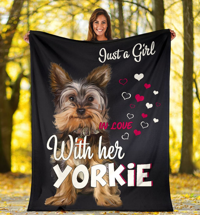 Just a girl in love with her yorkie blanket - GIFTCUSTOM