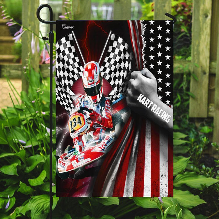 Kart Racing Flag | Garden Flag | Double Sided House Flag - GIFTCUSTOM