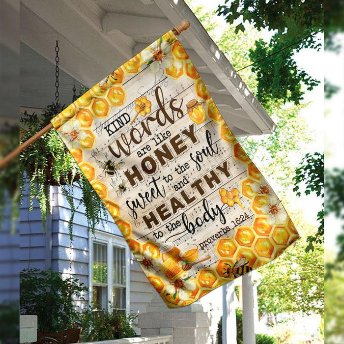 Kind Words Sweet To The Soul Honey Bee Flag | Garden Flag | Double Sided House Flag - GIFTCUSTOM