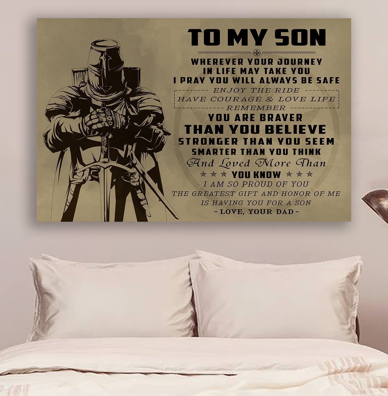 Knight templar Canvas and Poster ��� Dad to Son ��� Wherever your journey v3 wall decor visual art - GIFTCUSTOM