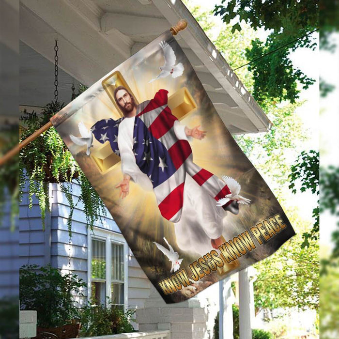 Know Jesus Know Peace Christian Cross Flag | Garden Flag | Double Sided House Flag - GIFTCUSTOM