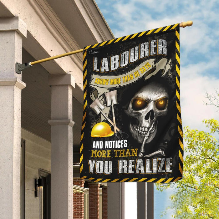 Labourer Skull Knows More Than He Says Flag | Garden Flag | Double Sided House Flag - GIFTCUSTOM