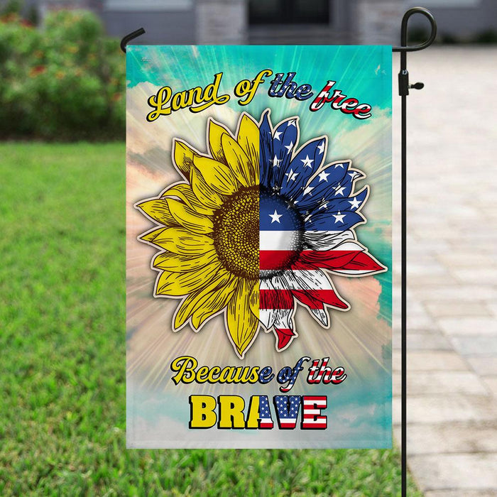 Land Of The Free Because Of The Brave Flag | Garden Flag | Double Sided House Flag - GIFTCUSTOM