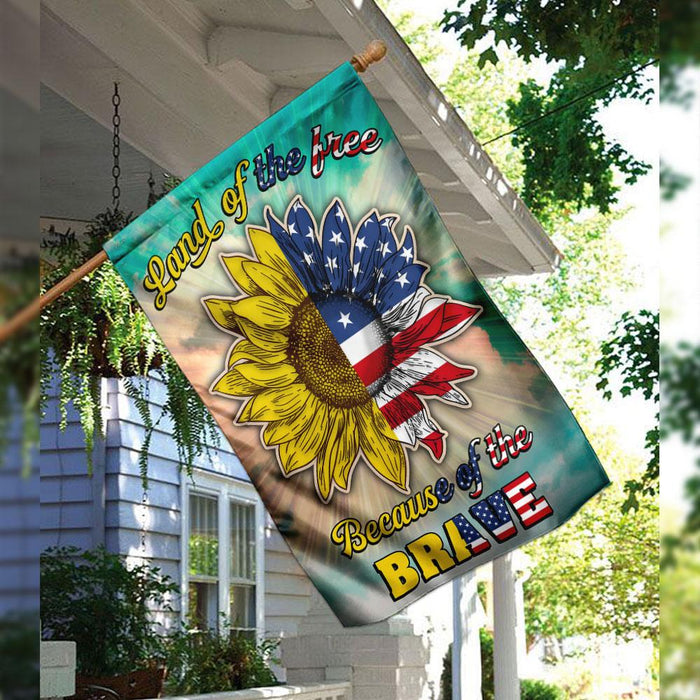 Land Of The Free Because Of The Brave Flag | Garden Flag | Double Sided House Flag - GIFTCUSTOM