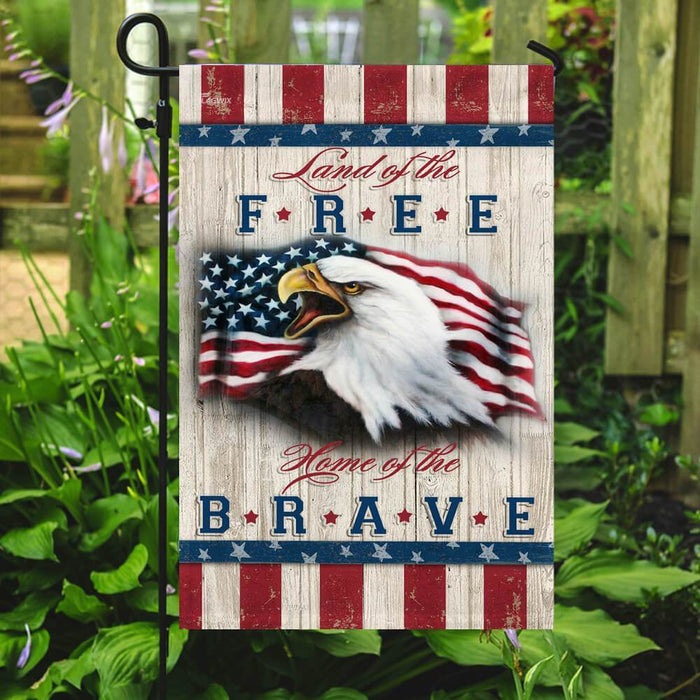 Land Of The Free Home Of The Brave Flag | Garden Flag | Double Sided House Flag - GIFTCUSTOM