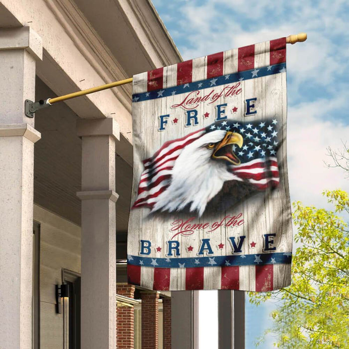 Land Of The Free Home Of The Brave Flag | Garden Flag | Double Sided House Flag - GIFTCUSTOM