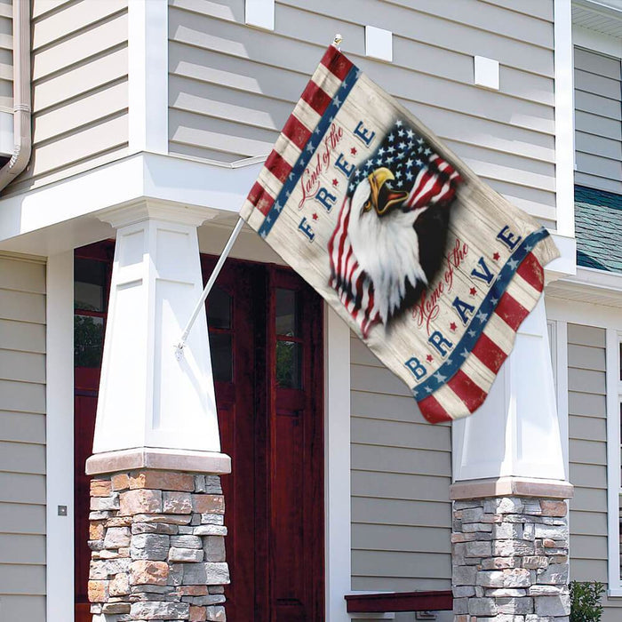 Land Of The Free Home Of The Brave Flag | Garden Flag | Double Sided House Flag - GIFTCUSTOM