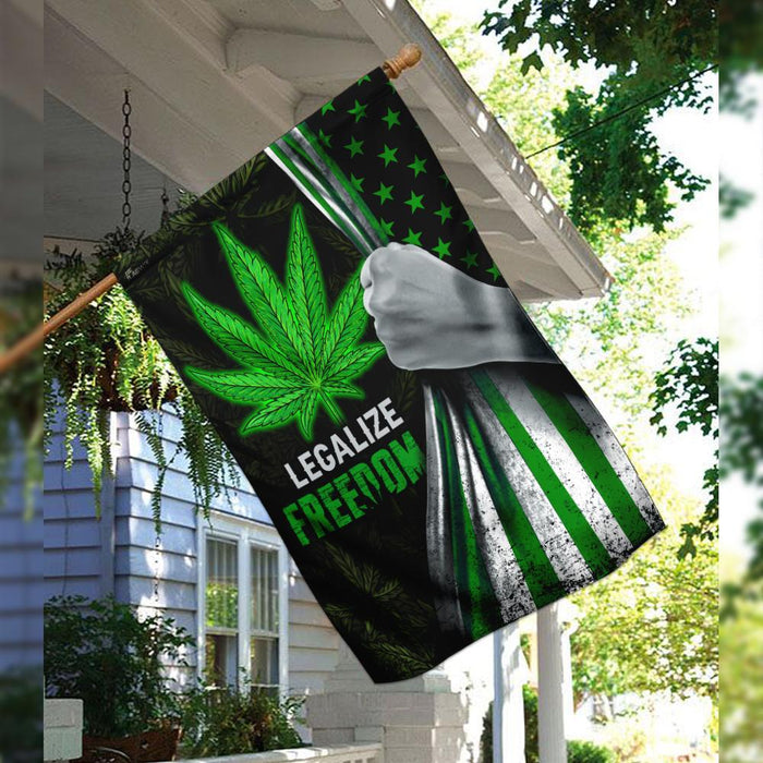 Legalize Freedom Green Cannabis Flag | Garden Flag | Double Sided House Flag - GIFTCUSTOM