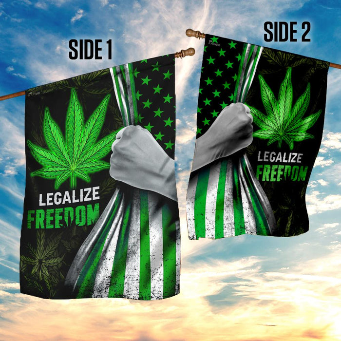 Legalize Freedom Green Cannabis Flag | Garden Flag | Double Sided House Flag - GIFTCUSTOM