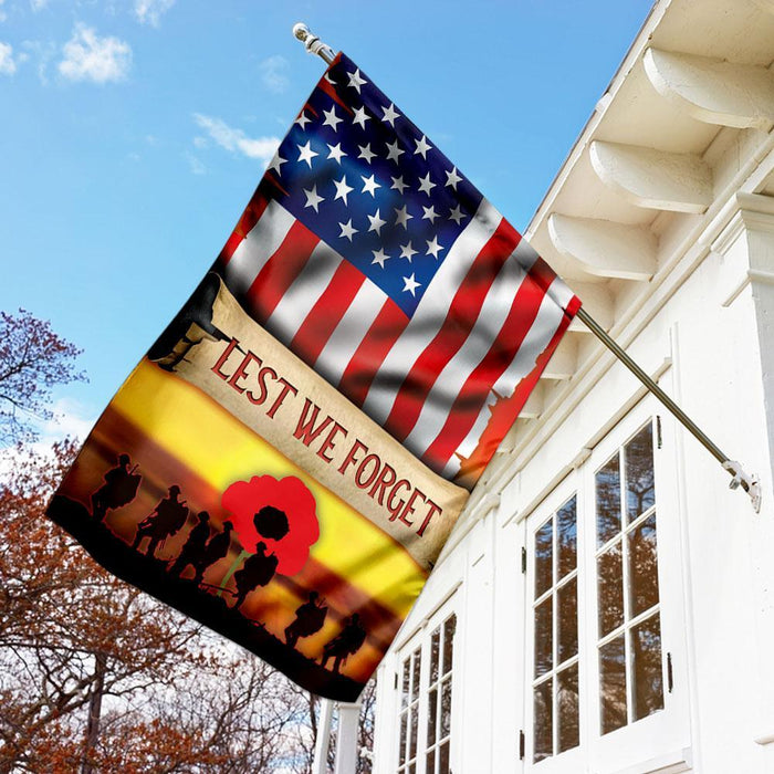 Lest We Forget Remember Memorial Day Veterans Day Flag | Garden Flag | Double Sided House Flag - GIFTCUSTOM