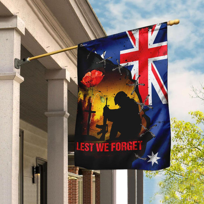 Lest We Forget. Remember Memorial Day Veterans In Australia Flag | Garden Flag | Double Sided House Flag - GIFTCUSTOM