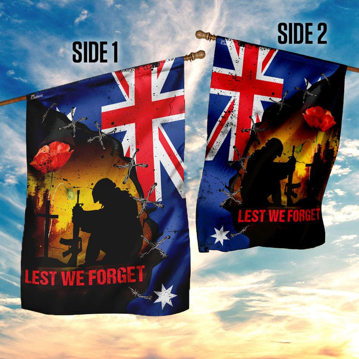 Lest We Forget. Remember Memorial Day Veterans In Australia Flag | Garden Flag | Double Sided House Flag - GIFTCUSTOM