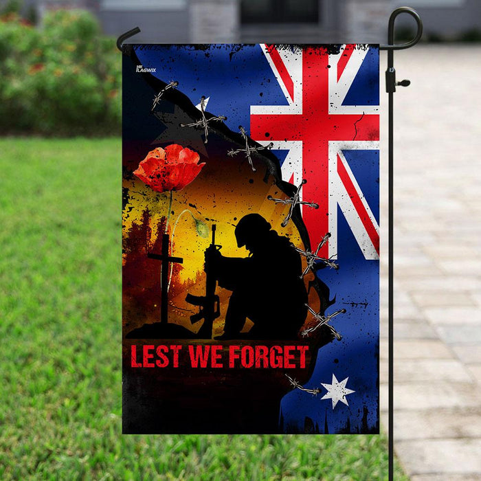 Lest We Forget. Remember Memorial Day Veterans In Australia Flag | Garden Flag | Double Sided House Flag - GIFTCUSTOM