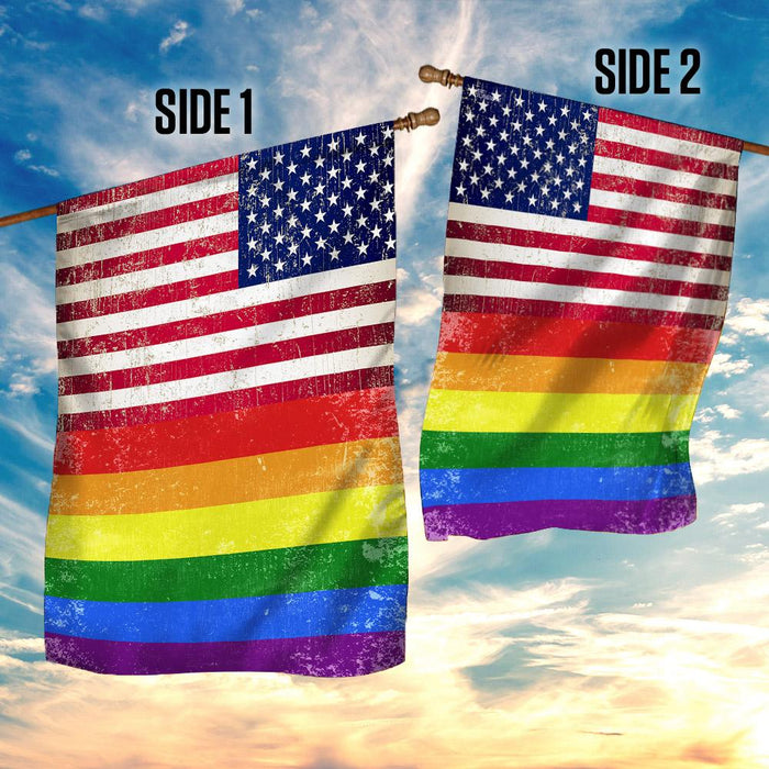 LGBT American US Flag | Garden Flag | Double Sided House Flag - GIFTCUSTOM