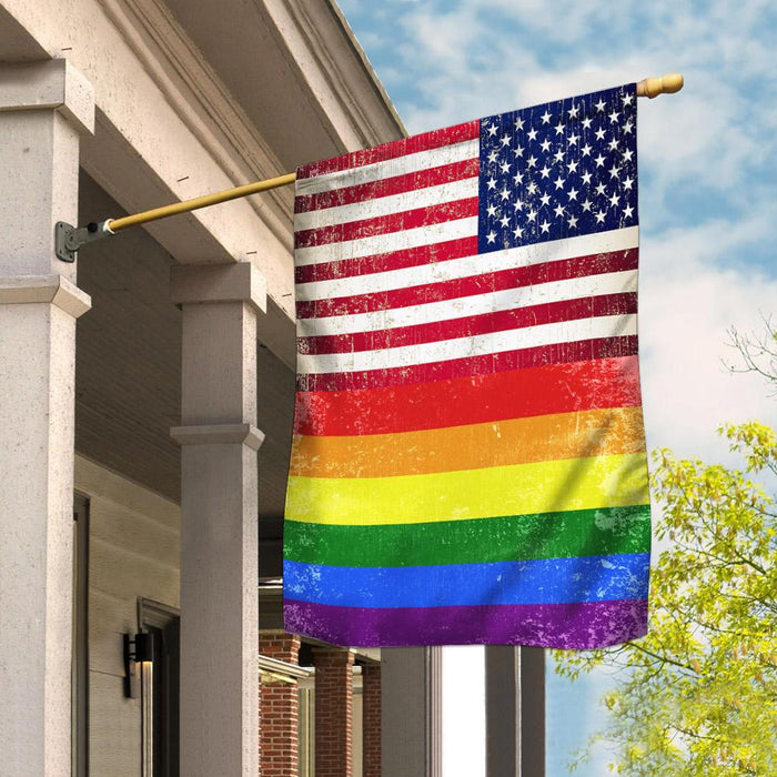 LGBT American US Flag | Garden Flag | Double Sided House Flag - GIFTCUSTOM