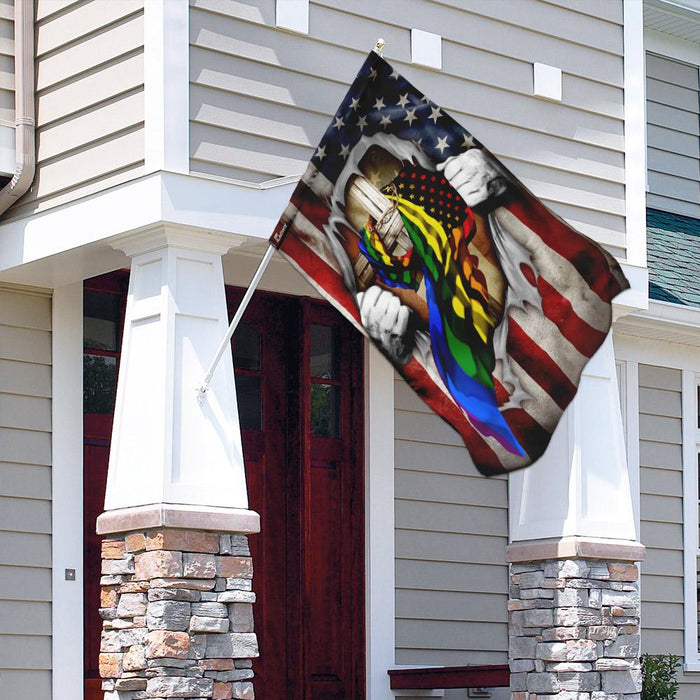 LGBT Christian Cross America U.S. Flag | Garden Flag | Double Sided House Flag - GIFTCUSTOM