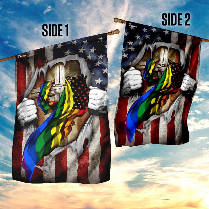 LGBT Christian Cross America U.S. Flag | Garden Flag | Double Sided House Flag - GIFTCUSTOM