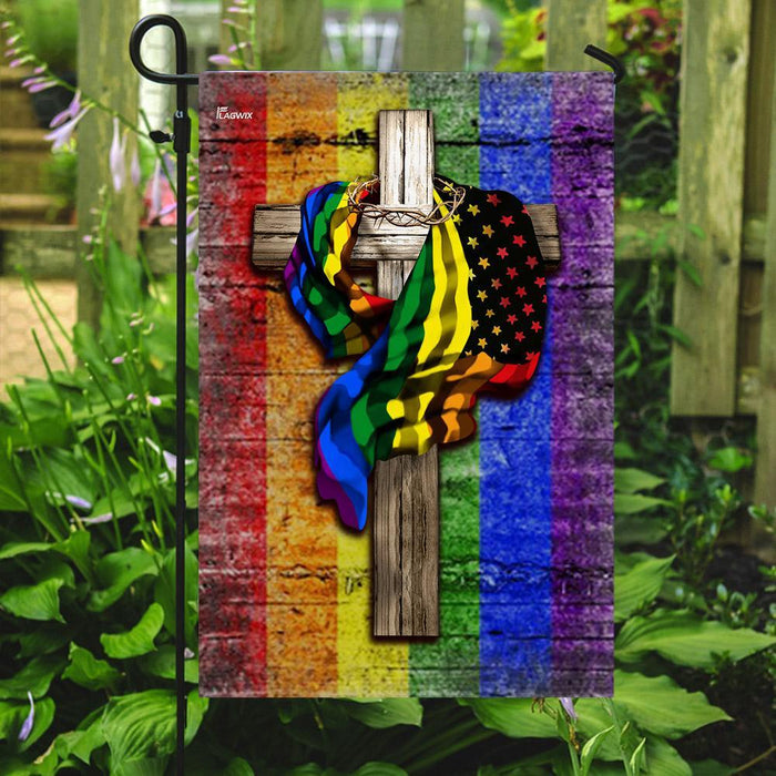 LGBT Christian Cross Flag | Garden Flag | Double Sided House Flag - GIFTCUSTOM