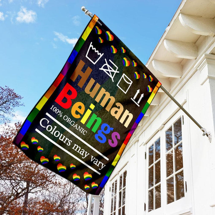 LGBT Human Beings 100% Organic Colours May Vary Flag | Garden Flag | Double Sided House Flag - GIFTCUSTOM