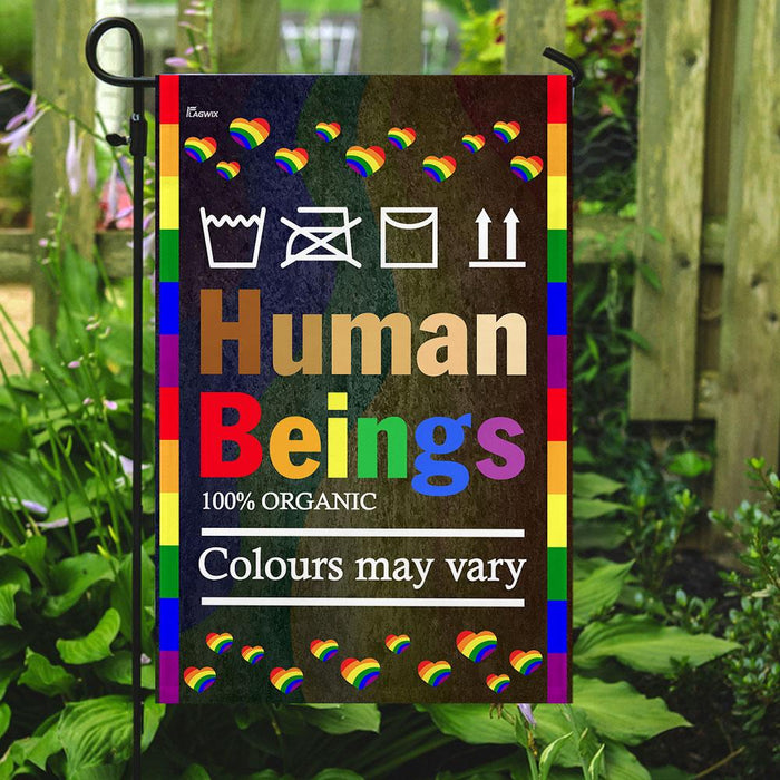 LGBT Human Beings 100% Organic Colours May Vary Flag | Garden Flag | Double Sided House Flag - GIFTCUSTOM