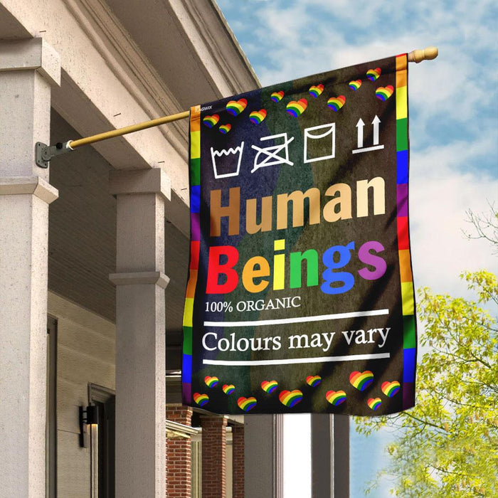 LGBT Human Beings 100% Organic Colours May Vary Flag | Garden Flag | Double Sided House Flag - GIFTCUSTOM