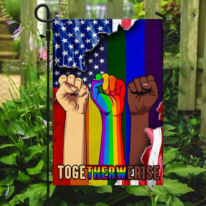 LGBT Together We Rise Flag | Garden Flag | Double Sided House Flag - GIFTCUSTOM